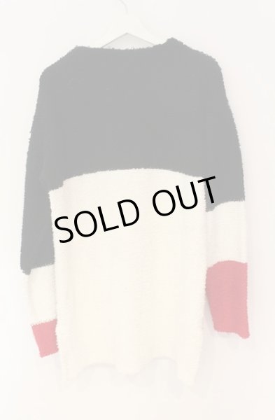 画像4: NO ID. BLACK / Cニットループバイカラープルオーバー 1 ホワイトｘブラックｘレッド O-25-12-27-004-NO-to-YM-ZT058 (4)