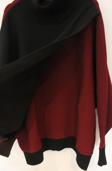 画像3: NO ID. BLACK / レイヤードドルマンスリーブニットプルオーバー ONE ブラックｘワインｘブラウン O-25-12-27-010-NO-to-YM-OS (3)
