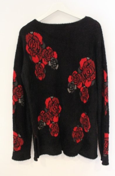 画像2: CIVARIZE / ローズジャガードモヘアニットソー 44 ブラックｘレッド O-25-12-27-012-CI-to-YM-OS (2)