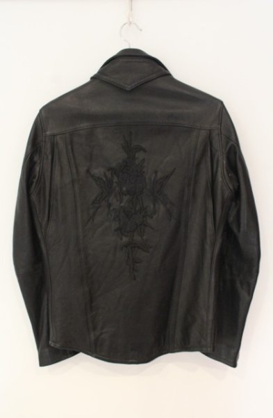 画像1: kiryuyrik / Cow Leather Embroidery Motor Cycle カウハイドジャケット S ブラック O-25-12-27-002-ki-ou-YM-OS (1)