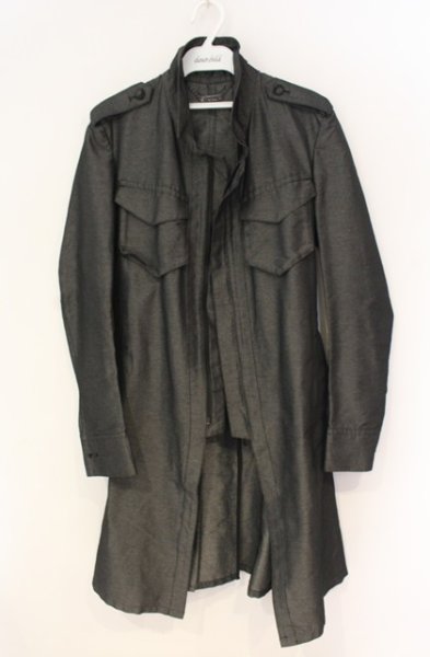 画像2: kiryuyrik / コーティングツイルミリタリーコート  グレー O-25-12-27-013-ki-ja-YM-OS (2)