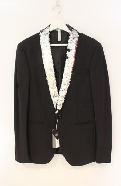 画像1: ZARA / スパンコールラペルテーラードジャケット 48 ブラック O-25-12-27-016-ZA-ja-YM-OS (1)