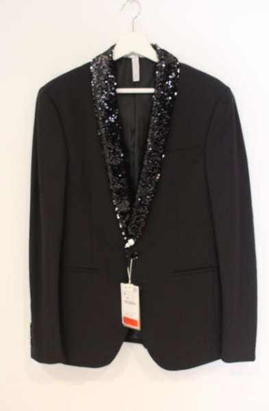 画像3: ZARA / スパンコールラペルテーラードジャケット 48 ブラック O-25-12-27-016-ZA-ja-YM-OS (3)