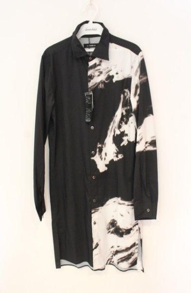 画像1: CIVARIZE / Gorgeモードバイカラープリントロングシャツ 44 ブラック O-25-12-27-017-CI-sh-YM-OS (1)