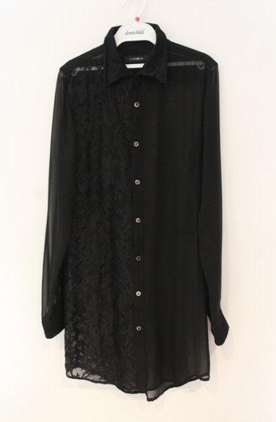 画像1: CIVARIZE / シフォンレース切り替えロングシャツ 44 ブラック O-25-12-27-018-CI-sh-YM-OS (1)