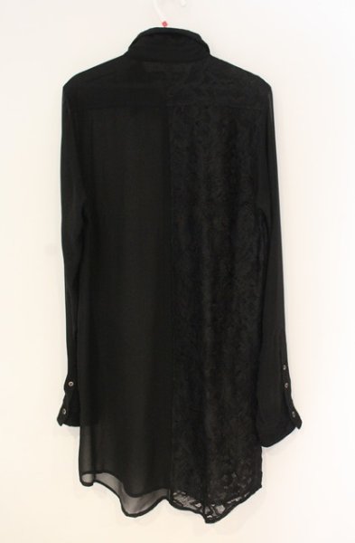 画像3: CIVARIZE / シフォンレース切り替えロングシャツ 44 ブラック O-25-12-27-018-CI-sh-YM-OS (3)