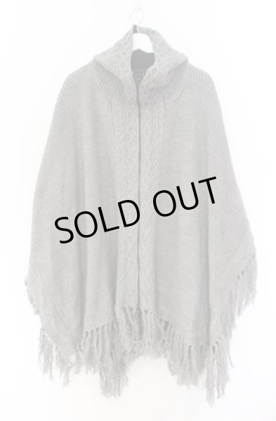 画像1: NO ID. BLACK / フリンジニットフーデッドZIPポンチョ ONE グレー O-26-01-03-001-NO-ou-YM-ZT047 (1)