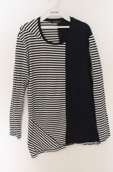 画像1: TORNADO MART / クロスボーダーアシメカットソー L ネイビーｘホワイト O-26-01-03-033-TO-to-YM-ZT0104U (1)