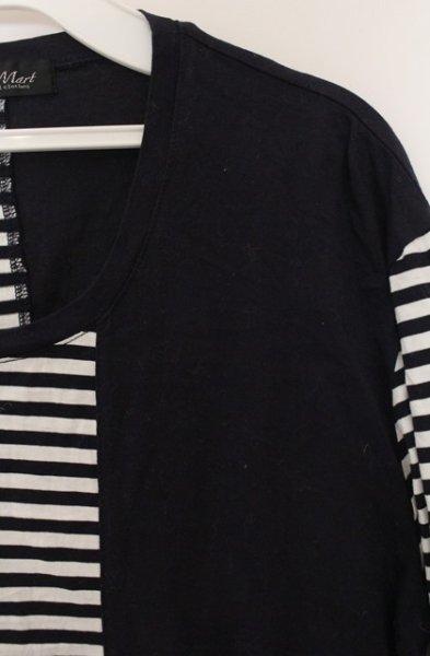 画像2: TORNADO MART / クロスボーダーアシメカットソー L ネイビーｘホワイト O-26-01-03-033-TO-to-YM-ZT0104U (2)