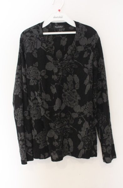 画像1: TORNADO MART / 楊柳花柄抜染プリント長袖カットソー M ブラック O-26-01-03-036-TO-to-YM-ZT0104U (1)