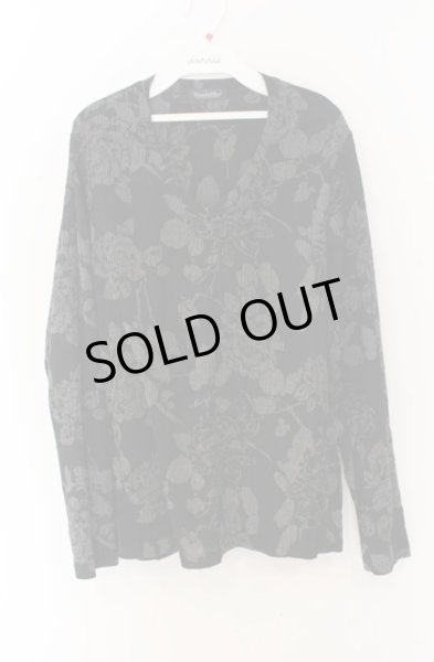 画像1: TORNADO MART / 楊柳花柄抜染プリント長袖カットソー M ブラック O-26-01-03-036-TO-to-YM-ZT238 (1)