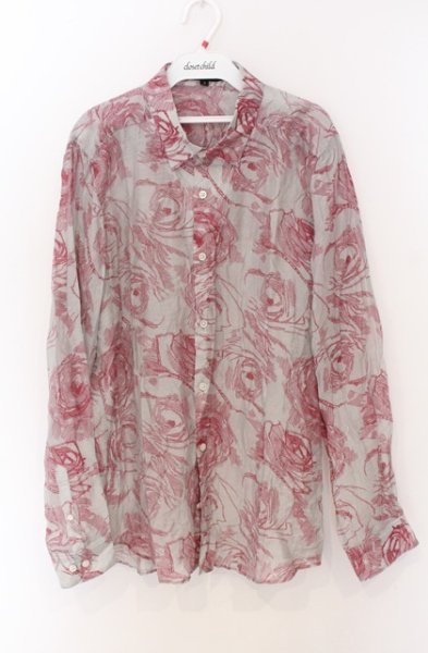 画像1: NO ID. / ローズプリントショートカラーシャツ 3 グレーｘピンク O-26-01-03-041-NO-sh-YM-ZT0104U (1)