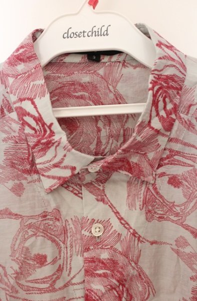 画像2: NO ID. / ローズプリントショートカラーシャツ 3 グレーｘピンク O-26-01-03-041-NO-sh-YM-ZT0104U (2)