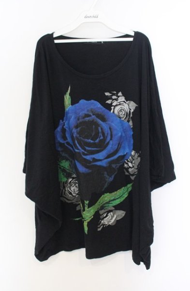画像1: CIVARIZE / ローズプリントオーバーサイズカットソー 46 ブラック O-26-01-03-012-CI-to-YM-ZT0104S (1)