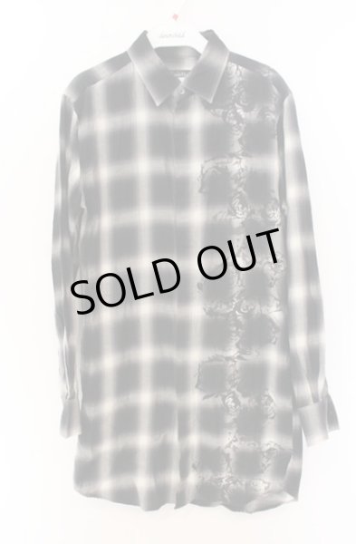 画像1: TORNADO MART / ローズプリントチェックロングシャツ M ブラック O-26-01-03-014-TO-sh-YM-ZT058 (1)