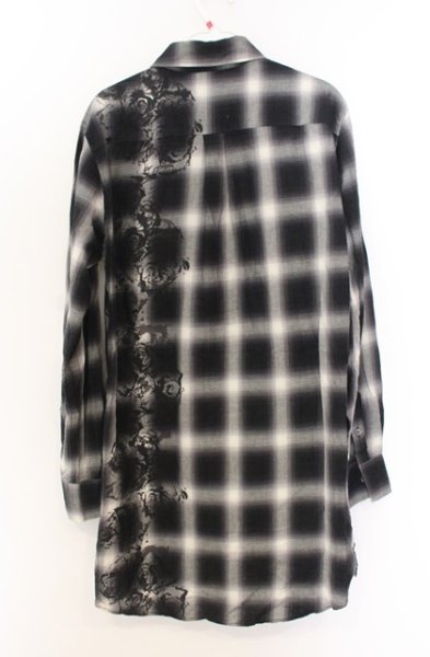 画像3: TORNADO MART / ローズプリントチェックロングシャツ M ブラック O-26-01-03-014-TO-sh-YM-ZT0104S (3)
