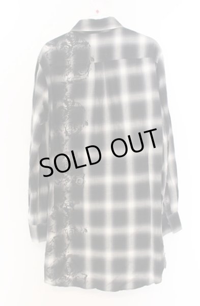 画像3: TORNADO MART / ローズプリントチェックロングシャツ M ブラック O-26-01-03-014-TO-sh-YM-ZT058 (3)