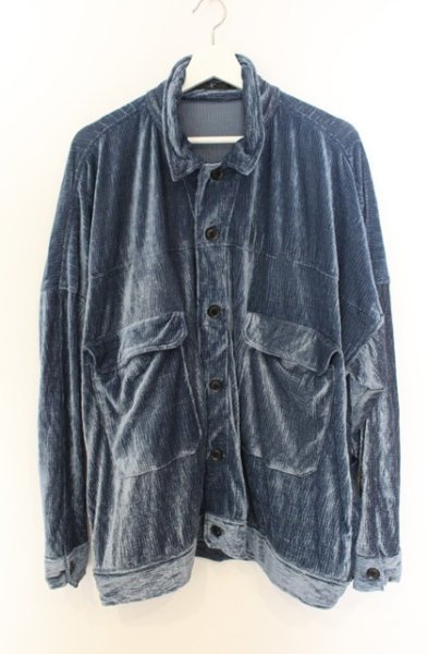 画像1: NO ID. / ベロアワッシャーマルチポケットブルゾン ONE ブルー O-26-01-03-015-NO-ja-YM-ZT0104S (1)