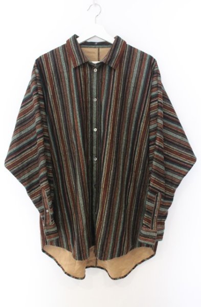 画像1: NO ID. / マルチストライプドルマンスリーブBIGシャツ ONE ブラウン O-26-01-03-016-NO-sh-YM-ZT0104S (1)