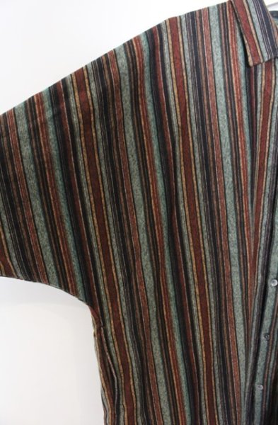 画像2: NO ID. / マルチストライプドルマンスリーブBIGシャツ ONE ブラウン O-26-01-03-016-NO-sh-YM-ZT0104S (2)