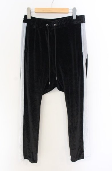 画像1: NO ID. / ベロアジャージートラックサルエルスキニーロングパンツ 3 ブラックｘブルーホワイト O-26-01-03-022-NO-pa-YM-ZT0104U (1)