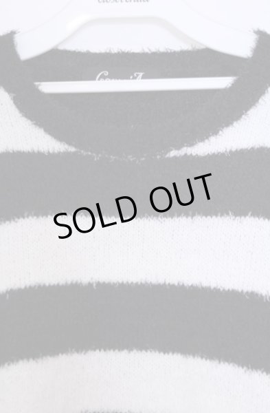 画像2: CavariA / アクリルボーダーニットソー 44 ホワイトｘブラック O-26-01-31-021-Ca-to-YM-OS (2)