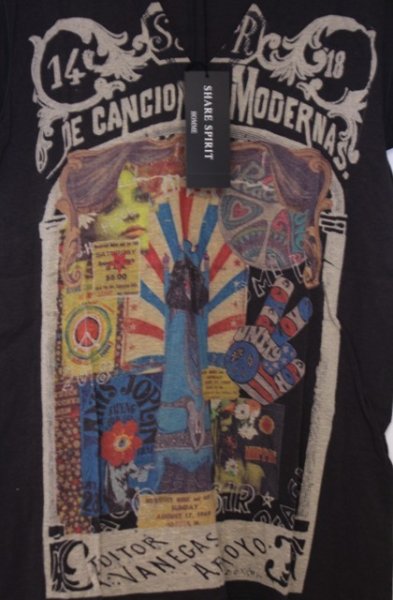 画像2: SHARE SPIRIT / janis Tシャツ S ブラック（ダークブラウン系） O-26-01-31-049-SH-ts-YM-OS (2)