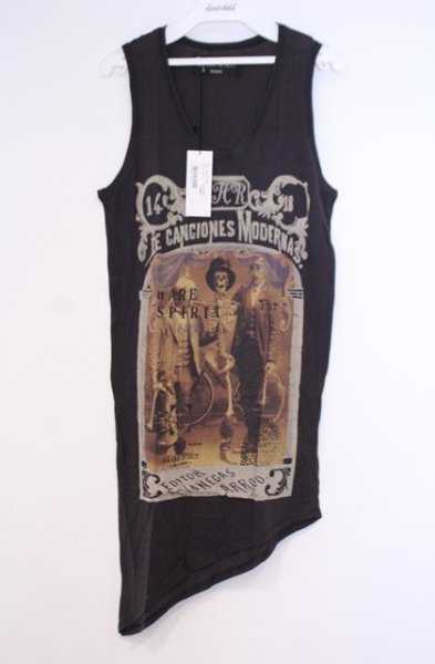 画像1: SHARE SPIRIT / シルクハットスカル タンクトップ S ブラック（ダークブラウン系） O-26-01-31-059-SH-ts-YM-OS (1)