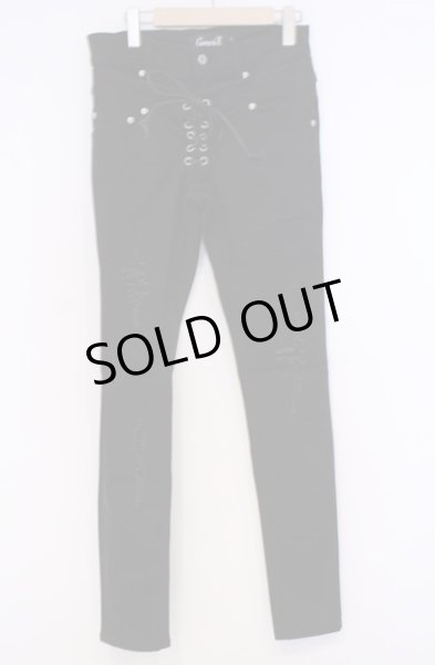 画像1: CavariA / ダブルウエストレースアップデニムパンツ 42 ブラック O-26-01-31-069-Ca-pa-YM-OS (1)