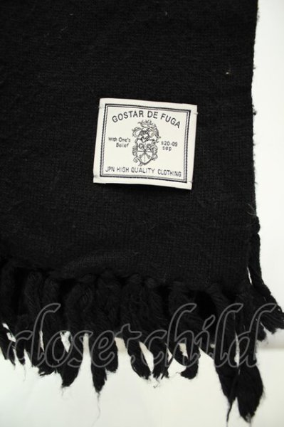 画像2: GOSTAR DE FUGA / フリンジウールカラーマフラー  ブラック O-26-02-03-1005-GO-0-YM-OS (2)