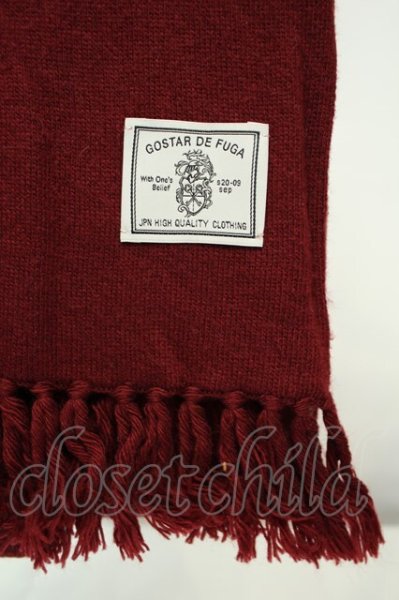 画像2: GOSTAR DE FUGA / フリンジウールカラーマフラー  ワイン O-26-02-03-1007-GO-0-YM-OS (2)