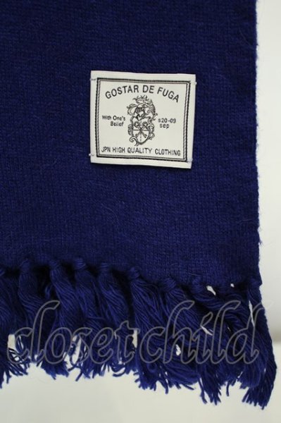 画像2: GOSTAR DE FUGA / フリンジウールカラーマフラー  ブルー O-26-02-03-1012-GO-0-YM-OS (2)