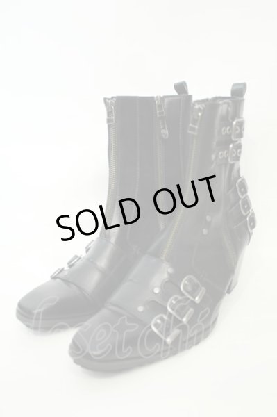 画像1: yosuke / ベルテッドショートブーツ 27cm ブラック O-26-02-03-1019-yo-sho-YM-OS (1)