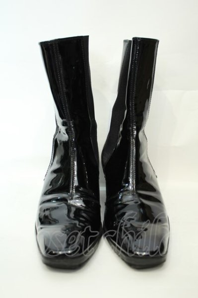 画像2: yosuke / サイドゴアヒールブーツ 26.5cm エナメルブラック O-26-02-03-1022-yo-sho-YM-OS (2)