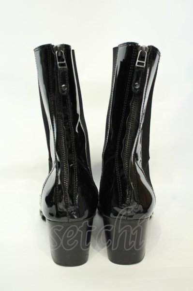 画像4: yosuke / サイドゴアヒールブーツ 26.5cm エナメルブラック O-26-02-03-1022-yo-sho-YM-OS (4)