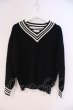 画像1: FUGA / ライン入りVネックニットソー 44 ブラックｘホワイト O-26-02-03-046-FU-to-YM-OS (1)