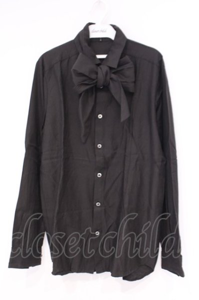 画像1: NO ID. BLACK / タイ付きベンベルグシャツ 1 ブラック O-26-02-03-047-NO-sh-YM-OS (1)