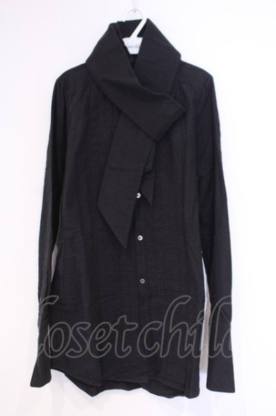 画像1: NO ID. BLACK / Cフランネルタックロングシャツ 1 ブラック O-26-02-03-048-NO-sh-YM-OS (1)