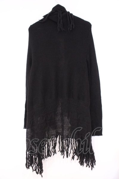 画像3: NO ID. / モヘヤMIXニット3WAYフリンジガウンカーディガン 1 ブラック O-26-02-03-049-NO-ja-YM-OS (3)
