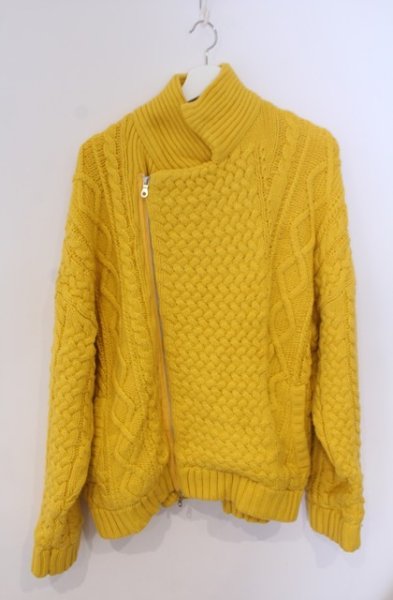 画像1: NO ID. / ニットダブルライダースジャケット ONE イエロー O-26-02-03-008-NO-ou-YM-OS (1)