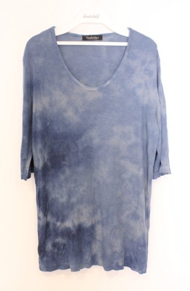 画像1: TORNADO MART / ハンドムラ染めテレコ五分袖カットソー M ブルー O-26-02-06-024-TO-ts-YM-OS (1)