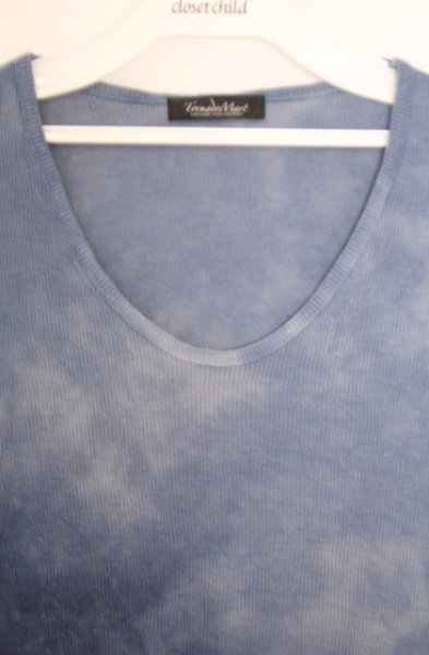 画像2: TORNADO MART / ハンドムラ染めテレコ五分袖カットソー M ブルー O-26-02-06-024-TO-ts-YM-OS (2)