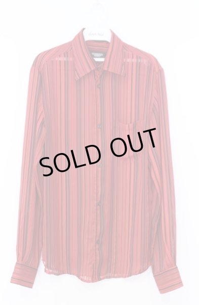 画像1: TORNADO MART / シースルーランダムストライプシャツ M レッド O-26-02-06-026-TO-sh-YM-ZT094 (1)