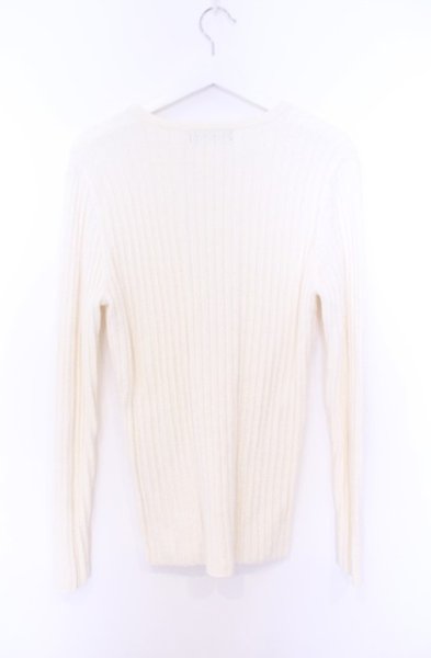 画像3: JOHNNY WOLF / 【シェニールVネック】ワイドリブ編みVネックニットソー 2-3 ホワイト O-26-02-06-029-JO-to-YM-OS (3)