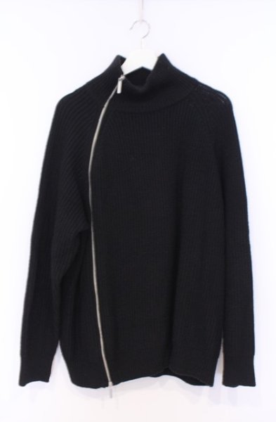 画像1: NO ID. BLACK / アシンメトリーZIPニットタートルネックカーディガン ONE ブラック O-26-02-06-030-NO-to-YM-OS (1)