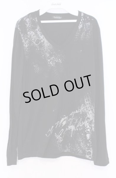 画像1: TORNADO MART / シャドーアニマルVネックカットソー M ブラック O-26-02-06-014-TO-to-YM-OS (1)