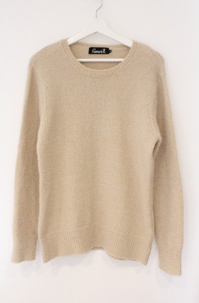 画像1: CavariA / ラウンドネックアクリルニットソー 44 ベージュ O-26-02-15-023-Ca-to-YM-OS (1)
