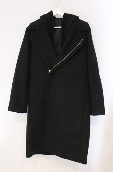 画像1: NO ID. / メルトンレイヤードフーデッドコート 1 ブラック O-26-02-15-009-NO-ou-YM-OS (1)