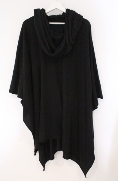 画像1: NO ID. BLACK / C天竺クロスシームドレープネックポンチョ ONE ブラック O-26-02-15-011-NO-to-YM-OS (1)