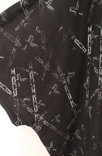 画像2: NO ID. BLACK / クロスチェーンプリントフーデッドポンチョ ONE ブラック O-26-02-15-014-NO-to-YM-OS (2)